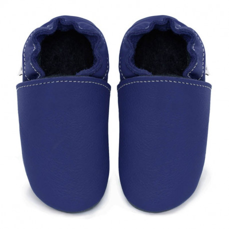 Soft leather slippers - denim