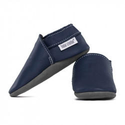Soft leather slippers - blu marino