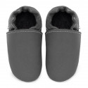 Soft leather slippers - fog
