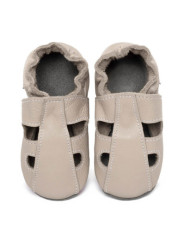 Soft summer leather slippers - cream