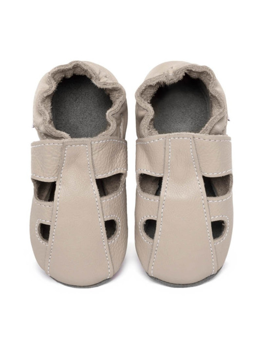 Soft summer leather slippers - cream