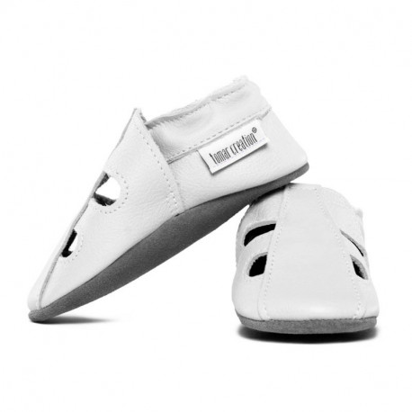 Soft summer leather slippers - bianco