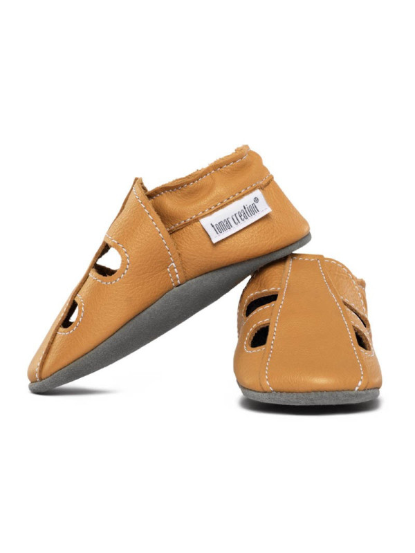 Soft summer leather slippers - savanna