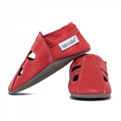 Soft summer leather slippers - rosso fueco