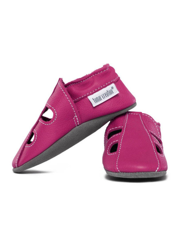 chaussons cuir été - fuxia