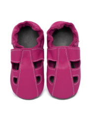 Summer leather slippers - fuxia