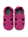 Summer leather slippers - fuxia