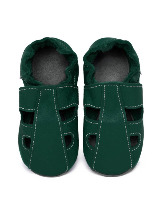 Summer leather slippers - avocado