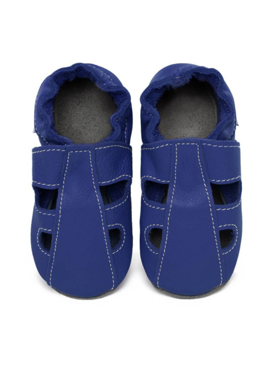 Summer leather slippers - denim