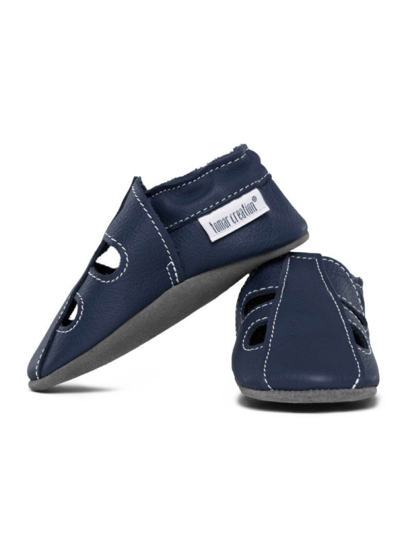 Summer leather slippers - blu marino