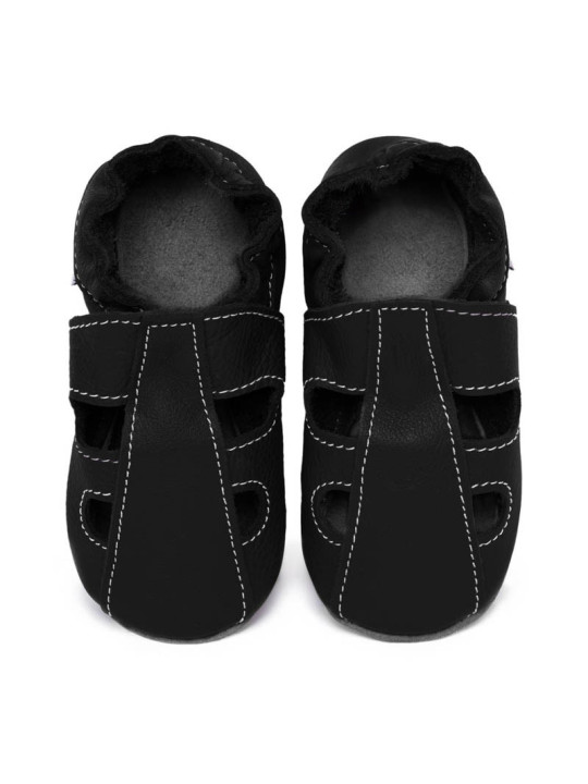 Summer leather slippers - nero