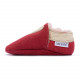Red woolen slippers, beige heart