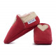 Red woolen slippers, beige heart