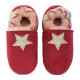Red woolen slippers, beige star