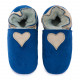 Blue woolen slippers, beige heart