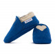 Blue woolen slippers, beige heart