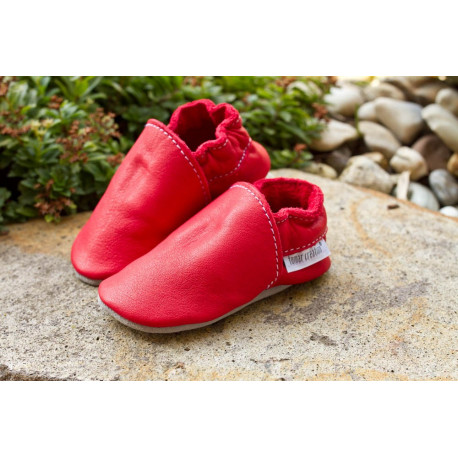 Organic leather slippers - feuerrot