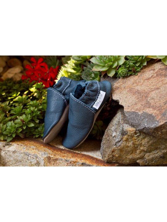 Organic leather slippers - Tobagoblau