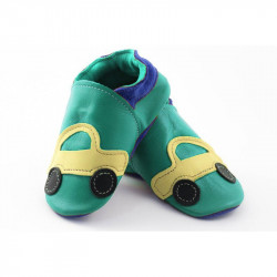 Chaussons - voiture turquoise