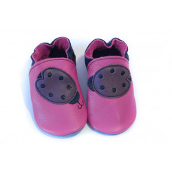 Soft slippers - ladybug - fuxia