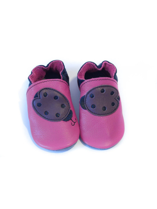 Soft slippers - ladybug - fuxia
