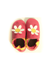 Chaussons - marguerite - fuxia