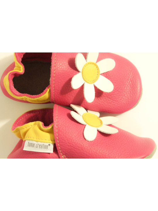 Soft slippers - daisy - fuxia