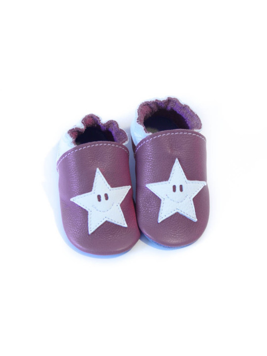 Soft slippers - star smile - bordo