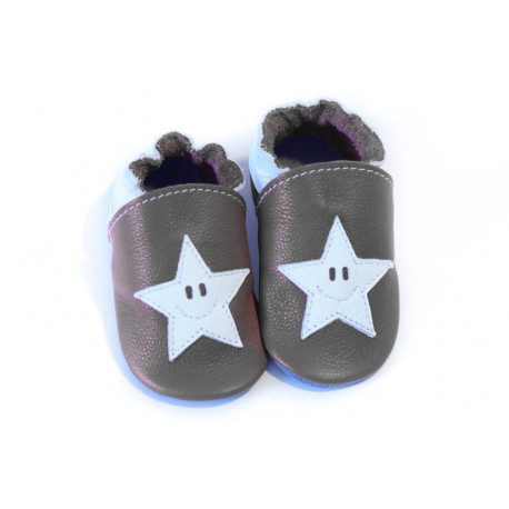 Soft slippers - star smile - fog