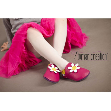 Chaussons - marguerite - fuxia