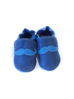 Chaussons - moustache - blu marino