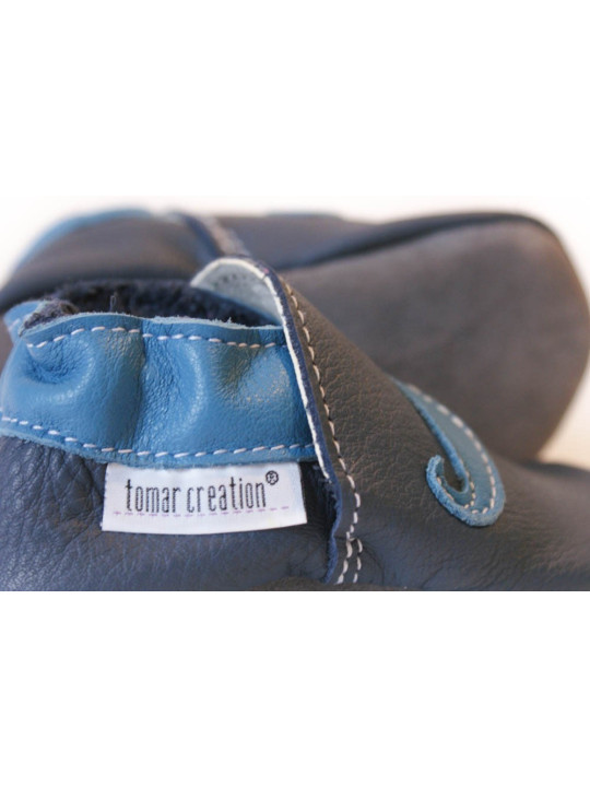 Chaussons - moustache - blu marino