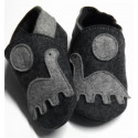 Merino felt slippers - dinosaur - dark grey