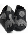 Chaussons en laine bouillie naturelle - dinosaure