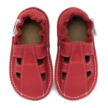 Summer leather shoes - rosso fueco