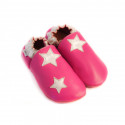 Soft slippers - stars - fuxia
