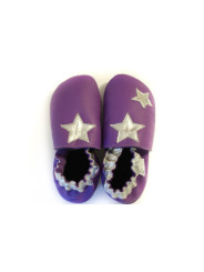 Chaussons souples cuir rose scintillant