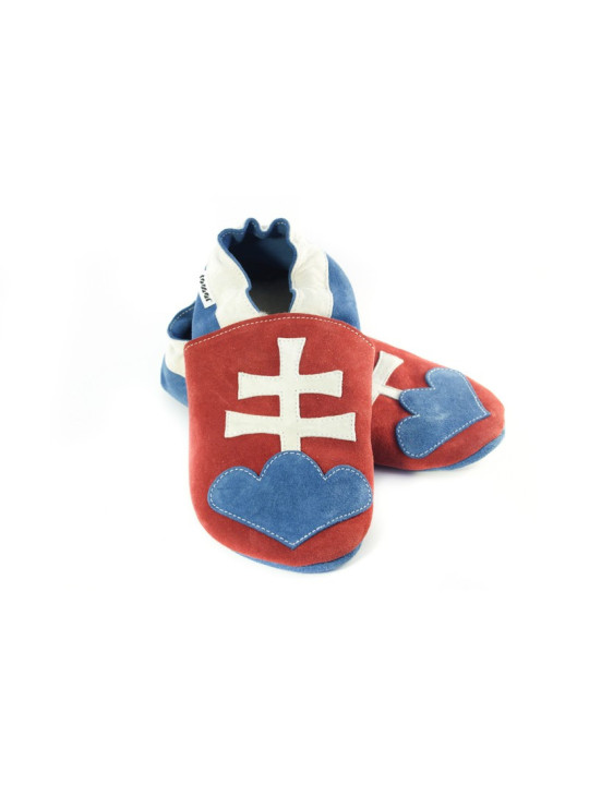 Chaussons cuir souple drapeau de la Slovaquie