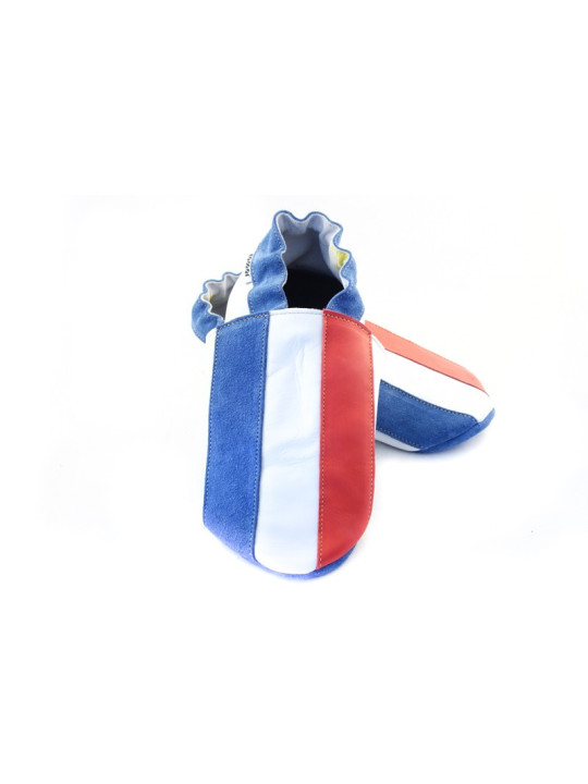 Chaussons cuir souple drapeau de la France