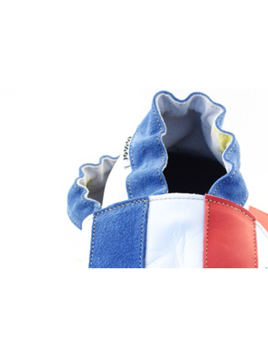 Chaussons cuir souple drapeau de la France