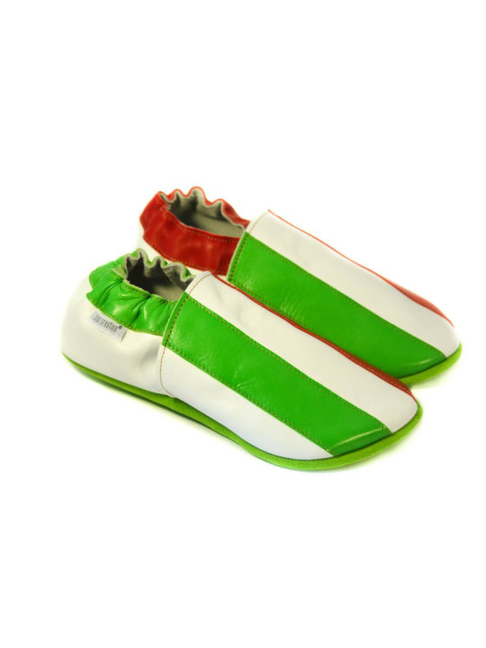 Chaussons cuir souple drapeau de l´Italie