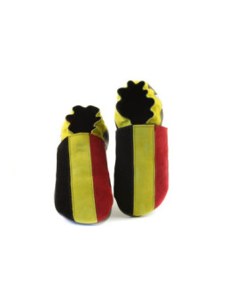 Chaussons cuir souple drapeau de la Belgique