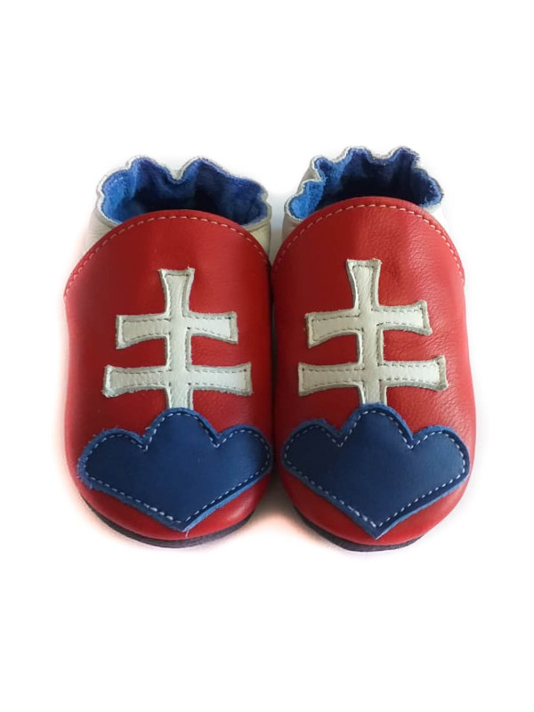 Leather slippers wih Slovak flag