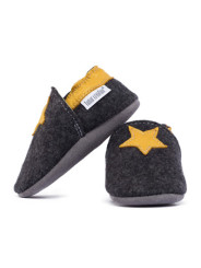 Chaussons en mérinos noir avec étoile girasole