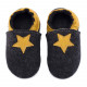 Merino slippers black with star - girasole