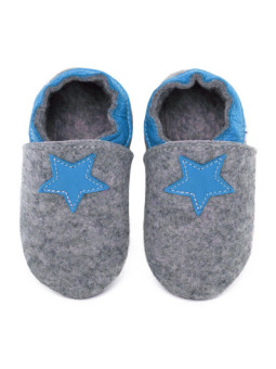 Merino slippers grey with star - jeans