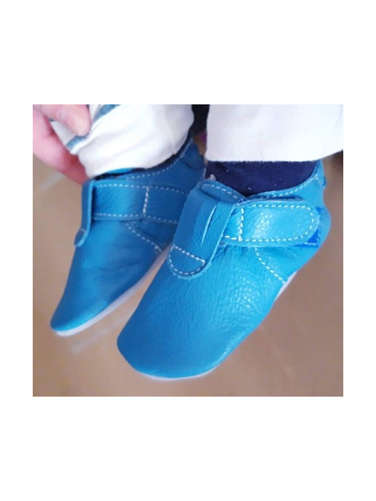 Chaussons en cuir souple a scratch