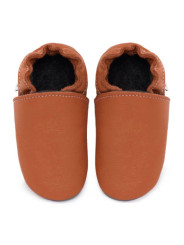 chaussons souples en cuir pour les enfants et les adultes, doublure chaude