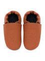 chaussons souples en cuir pour les enfants et les adultes, doublure chaude