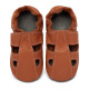 Summer leather slippers - brandy